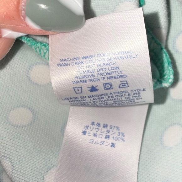 LANDS END Polka Dot Collared Polo Dress - Green/White Medium - Picture 6 of 11